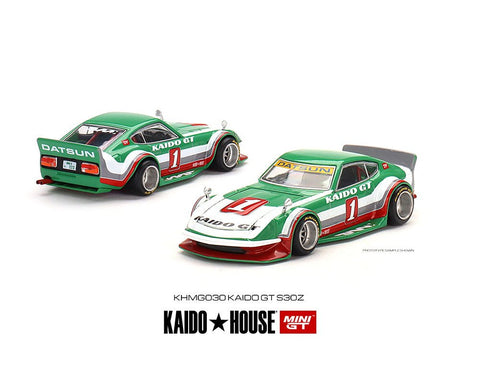 Nissan Fairlady Z GT V2 Green With White Kaido House x Mini GT - Big J's Garage