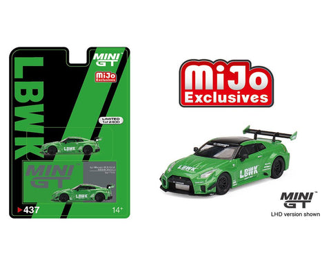 Nissan R35 GT LB Works Silhouette Apple Green Mini GT Mijo Exclusive - Big J's Garage