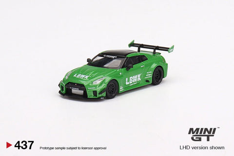 Nissan R35 GT LB Works Silhouette Apple Green Mini GT Mijo Exclusive - Big J's Garage