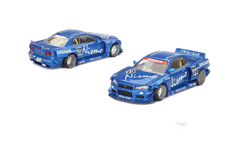 Nissan Skyline GT-R(R34) Blue Kaido Works V3 Kaido House x Mini GT - Big J's Garage