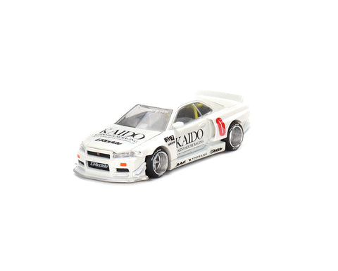 Nissan Skyline GT-R(R34) White Kaido House x Mini GT - Big J's Garage