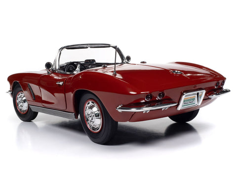 (Pre-Order) 1962 Chevy Corvette Convertible Hemmings Muscle Machines Honduras Maroon Auto World - Big J's Garage