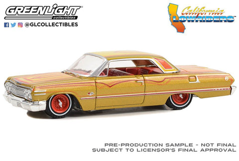 (Pre-Order) 1963 Chevrolet Impala SS – Gold Metallic and Red California Lowriders Series 4 Greenlight Collectibles - Big J's Garage
