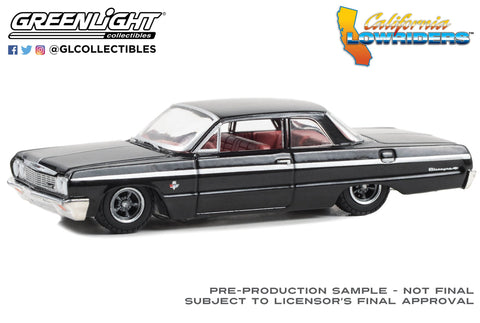 (Pre-Order) 1964 Chevrolet Biscayne – Black with Red Interior California Lowriders Series 4 Greenlight Collectibles - Big J's Garage