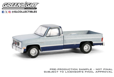 (Pre-Order) 1985 GMC Sierra Classic K2500 Silver and Midnight Blue Down on the Farm Series 9 Greenlight Collectibles - Big J's Garage