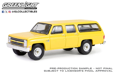 (Pre-Order) 1987 Chevrolet Suburban K20 Custom Deluxe Construction Yellow Blue Collar Collection Series 13 Greenlight Collectibles - Big J's Garage