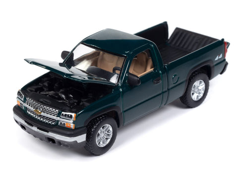 (Pre-Order) 2003 Chevy Silverado Dark Green Truck Auto World - Big J's Garage