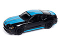 (Pre-Order) 2015 Ford Mustang GT Gloss Black Body Color w/Twin Blue Upper Stripes Auto World - Big J's Garage