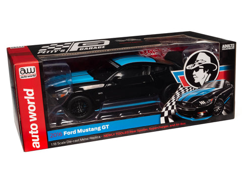 (Pre-Order) 2016 Ford Mustang Petty's Garage Black Auto World - Big J's Garage