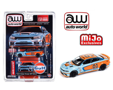 (Pre-Order) 2021 Dodge Charger SRT Hellcat GULF Livery Auto World Mijo Exclusives - Big J's Garage
