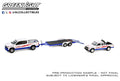 (Pre-Order) 2023 Chevrolet Silverado 1500 and 1989 Chevrolet S-10 Baja – American Thunder with Flatbed Trailer Hauler Hitch & Tow Series 5 Greenlight Collectibles - Big J's Garage