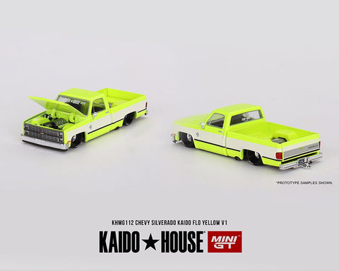 (Pre-Order) Chevy Silverado Kaido FLO Yellow V1 Kaido House x Mini GT - Big J's Garage