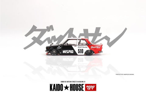 (Pre-Order) Datsun Street 510 Racing V1 Kaido House x Mini GT - Big J's Garage