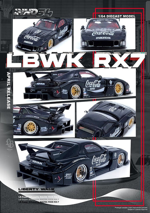 (Pre-Order) Mazda RX7 (FD3S) LB-Super Silhouette LBWK Coca-Cola Black Inno 64 - Big J's Garage