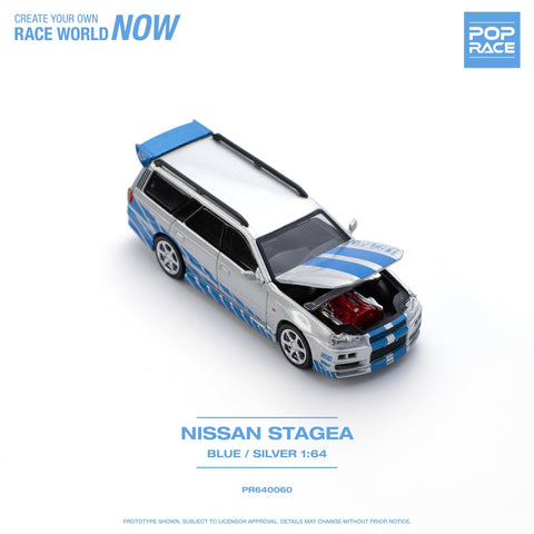 (Pre-Order) Nissan Stagea Blue/Silver Pop Race - Big J's Garage
