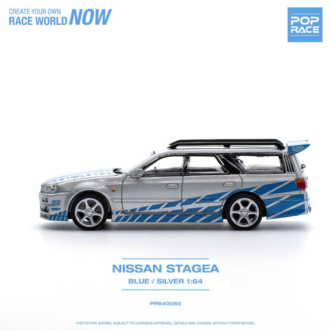 (Pre-Order) Nissan Stagea Blue/Silver Pop Race - Big J's Garage