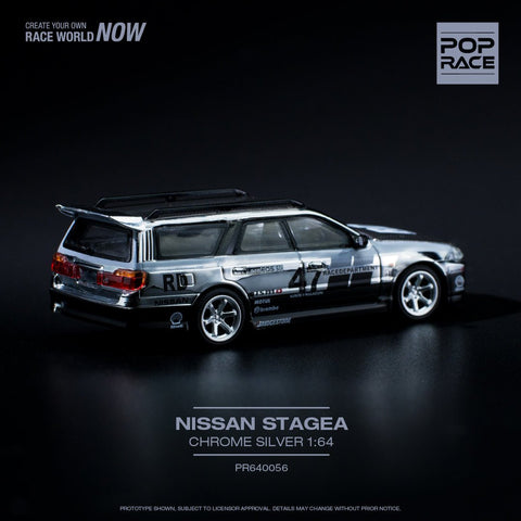 (Pre-Order) Nissan Stagea Race Department Chrome/Silver Pop Race - Big J's Garage