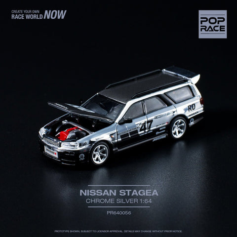 (Pre-Order) Nissan Stagea Race Department Chrome/Silver Pop Race - Big J's Garage