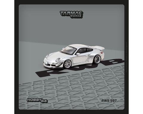 (Pre-Order) Porsche 997 RWB Abu Hhabi Silver Tarmac Works Hobby64 - Big J's Garage