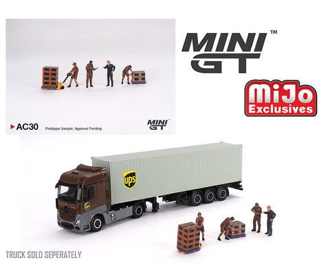 (Pre-Order) UPS Driver and Workers Figure Set Mini GT - Big J's Garage